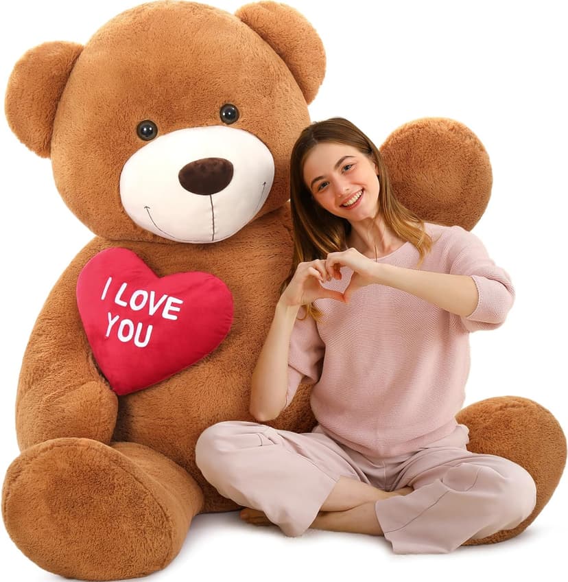 MaoGoLan Giant Teddy - I Love You Red Heart Big Dark Brown Stuffed Animal - Huge Valentines Teddy for GF,BF,Wife,Gift - Anniversary Birthday Gift