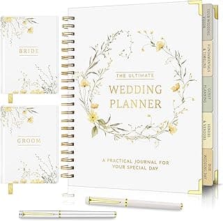 All-In-One Wedding Planner Book | Wedding Planning Organizer, Bridal Planner & Vow Books Set | Wedding Countdown Calendar | Bride Planner | Wedding Gift