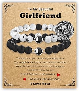 PEALICIOUS Gifts for Girlfriend, Bracelets for Girlfriend Matching Couple Bracelets with 100 Languages, Adjustable Girlfriend Birthday Gifts as BF and GF Love Bracelet Romantic Jewelry