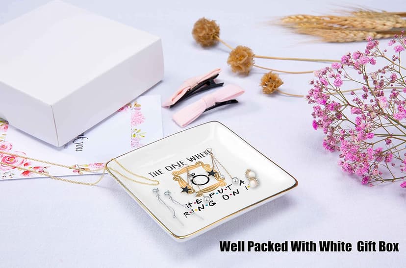 Engagement Gift-Bride to Be-Newly Engaged-Fun Wedding Gift-The One Where He Put A Ring On It-Jewelry Holder Ring Dish Trinket Box Tray-Friends TV Show