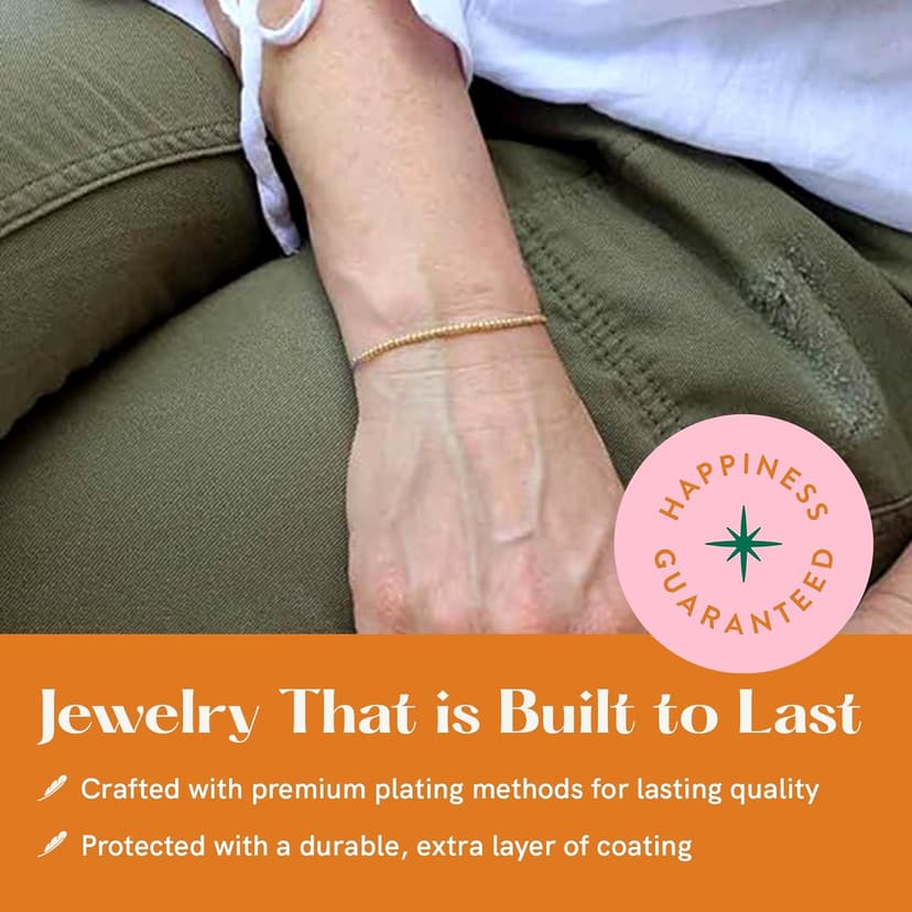 Lucky Feather 40th Birthday Gifts Women | Cute 14k Gold Dipped Beads Bracelet | Fabulous Forty Milestone Bracelet | 40th Birthday Bracelets For Women | Adjustable 7"- 8" Cord | 40 and fabulous