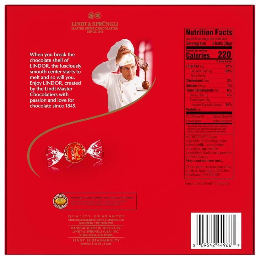 Lindt LINDOR Milk Chocolate Candy Truffles Modern Gift Box, Assorted Chocolate Candy with Smooth, Melting Truffle Center, 7.6 oz.