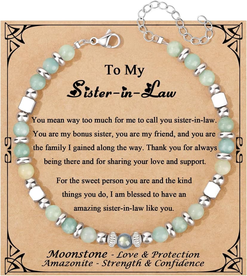𝗚𝗶𝗳𝘁𝘀 𝗳𝗼𝗿 𝗪𝗼𝗺𝗲𝗻 𝗠𝗼𝗼𝗻𝘀𝘁𝗼𝗻𝗲 𝗕𝗿𝗮𝗰𝗲𝗹𝗲𝘁 Amazonite Colorful Imperial Jasper Stainless Steel Beads Bracelets, Graduation Mothers Day Christmas Birthday Gifts for Her Women