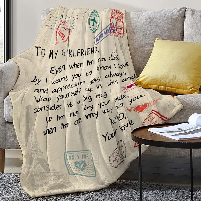 Gifts for Girlfriend 80"x60" Blanket - Birthday Gift from Boyfriend - Romantic Gifts for Her - Girlfriend Valentine's Day Anniversary Presents - GF Birthday Graduation Gift Ideas