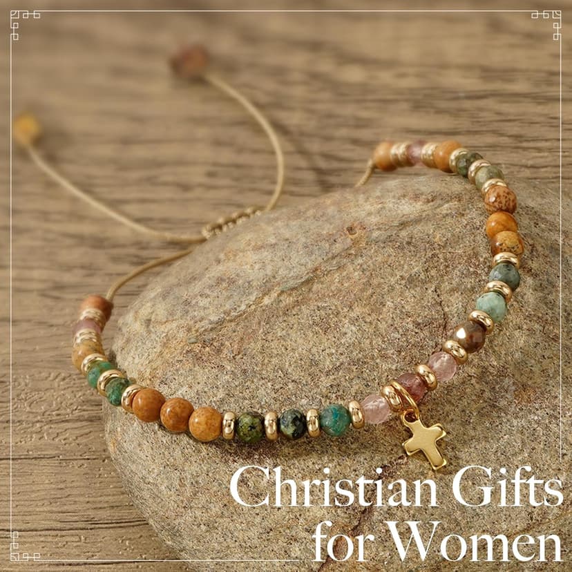 Christian Gifts for Women, Cross Bracelet, Christian Gifts, Inspirational Gifts for Women, Natural Stone Bracelets, Religious Gifts for Woman