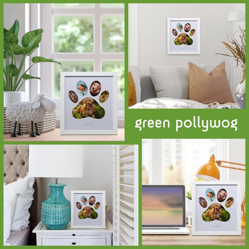 Green Pollywog 5-Opening Paw Print Collage Frame | Paw Print Picture Frame | Display for Photos for Pets | Dog Mom Gift | Dog Dad Collage | Pet Memorial Picture Gallery