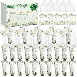 50 Pack Bulk Hand Cream Gifts Sets, Wedding Party Favors, Bridal Shower Gifts and Baby Shower Party Favors for Guests with Organza Bag and Thank You Card, Bulk Thank You Gifts for Women(Eucalyptus)