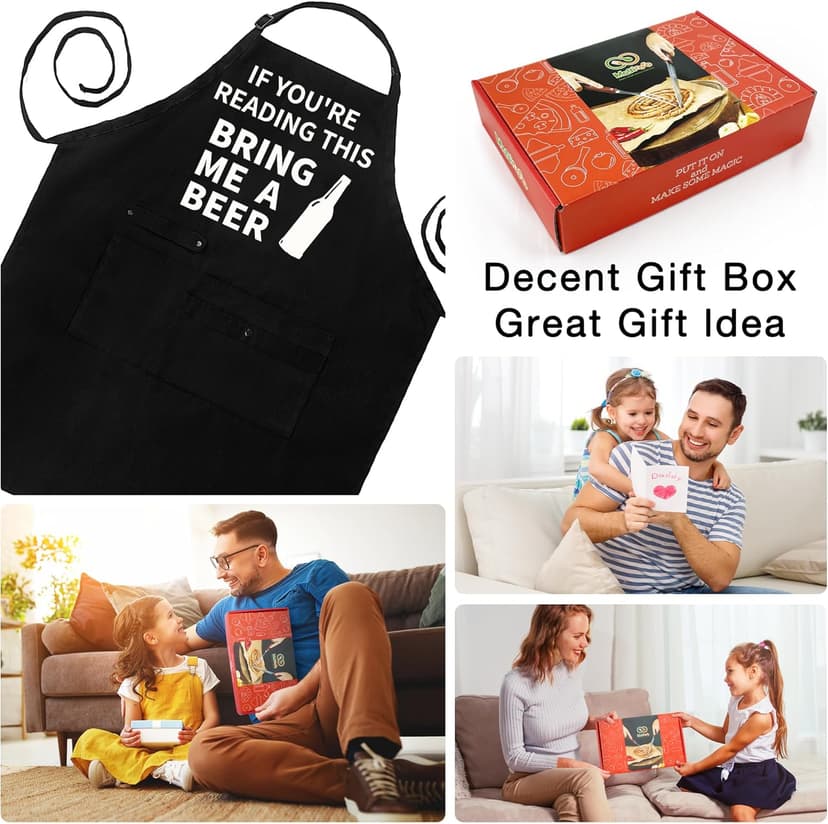 Funny Cooking Chef Apron with Pockets BBQ Kitchen Work Aprons Birthday Dad Creative Gifts