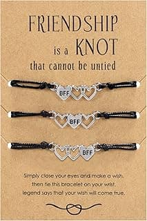 Teniinet Adjustable size and beautiful bracelet,best friend gift for women(Silver Heart for 3)