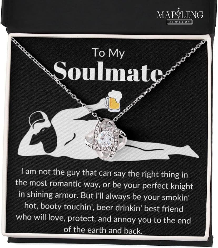 To My Soulmate Necklace For Women, Funny Gifts For Girlfriend, Personalized Christmas Presents For Girlfriend, Best Birthday Meaningful Gift Ideas For Wife, Women Romantic Jewelry For Her Anniversary