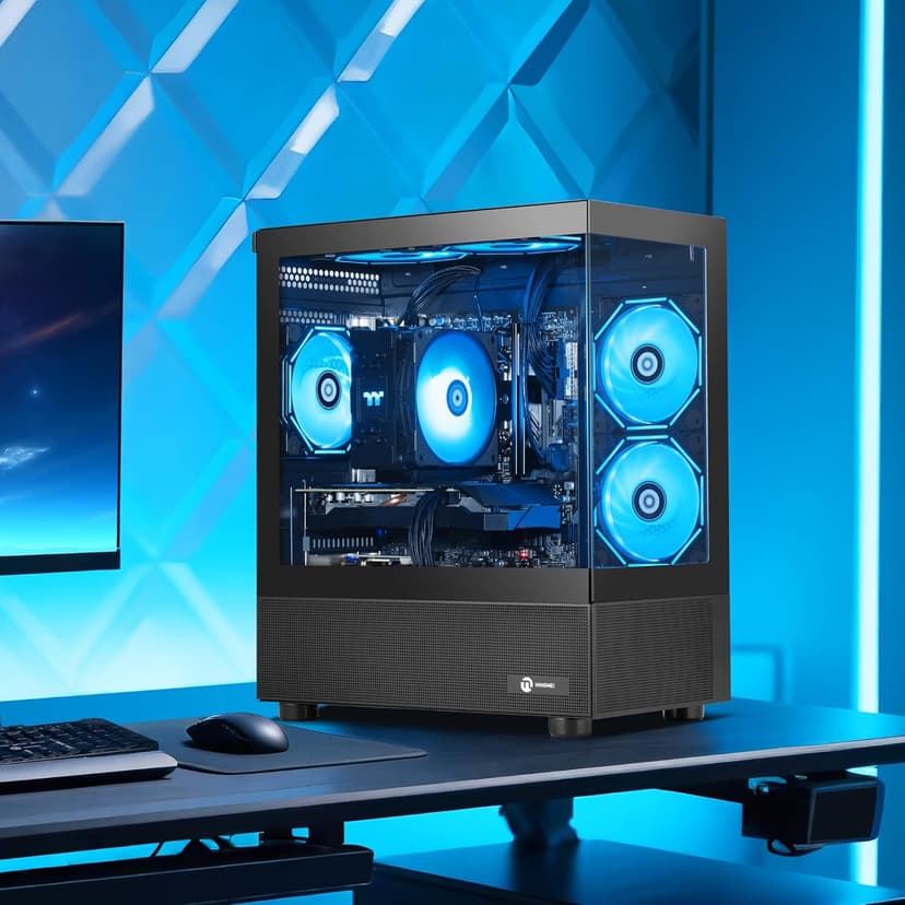 Gaming PC Desktop Computer,AMD Ryzen 5 5500 4.2 GHz,GeForce GTX 1660 Super 6GB,1TB NVMe SSD,16GB DDR4 3200MHz, Air Cooled Prebuilt,650W PSU,Windows 11 Home, Gamer PC, Black