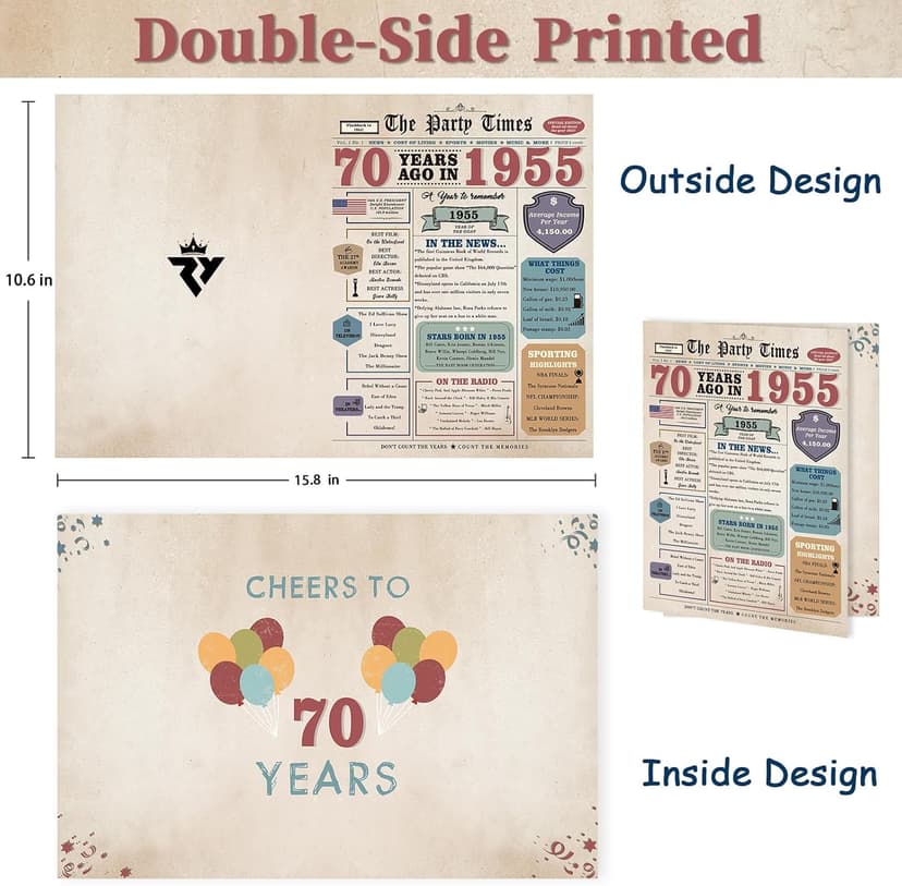 Funny 70th Birthday Card Gifts for Women Men, Retro Gifts for 70 Year Old Woman Man,70th Birthday Decorations for Grandpa Grandma