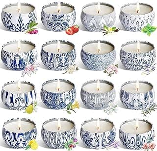 Scented Candles Gifts Set 16 Pack Soy Wax Travel Tin Jar Candles for Home 2.5 OZ for Mom for Christmas, Birthday, Thanksgiving, Mother's Day