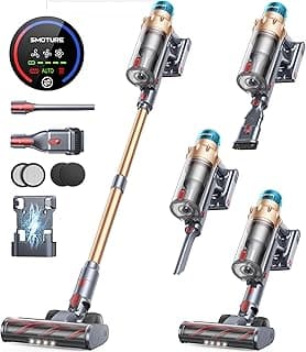 Cordless Vacuum Cleaner, 600W 50KPA 65 Mins Runtime Self-Standing Vacuum Cleaners for Home, Stick Vacuum with Charging Dock Station Removable Battery, Handheld Vacuum for Pet Hair/Carpet/Floor