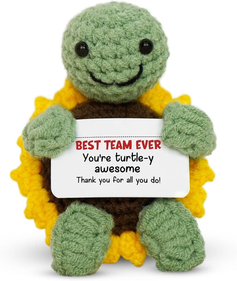 OASSIE Christmas Appreciation Gifts for Employee - Positive Turtle Crochet with Message Card - Thank You Birthday Team Stocking Stuffers Gifts for Coworkers Women Men, Office Desk Accessories Decor