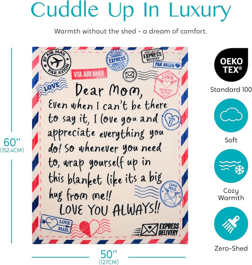 Joiedomi Birthday Gifts for Mom Soft Flannel Mom Blanket for Women Wife Grandma Mothers Day Anniversary Present from Daughter Son 50" x 60" Ivory White