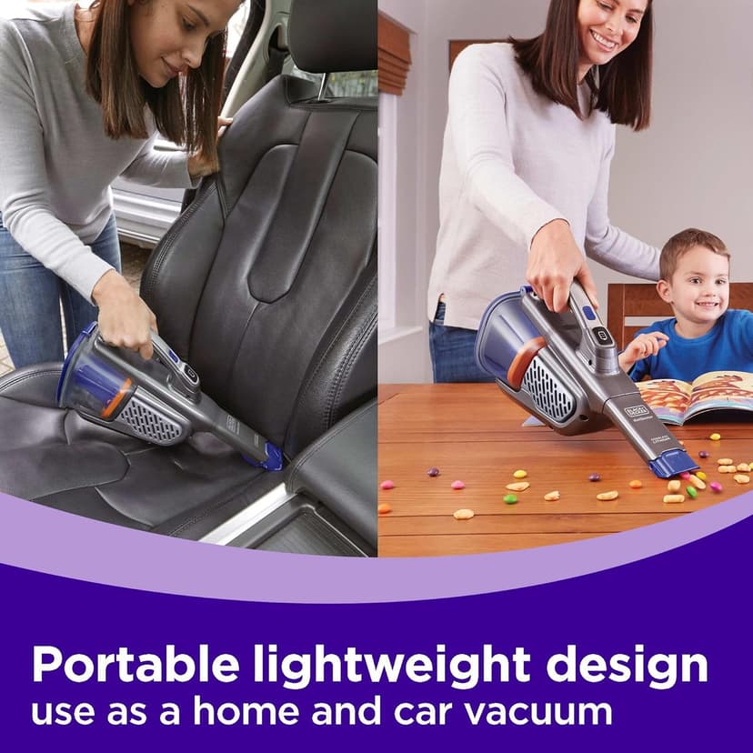 BLACK+DECKER dust buster Handheld Vacuum Cordless, Pet Hair Vacuum, Portable for Home and Car with Pet Brush, Rechargeable, Powerful Suction, Washable Bowl Filter,furbuster AdvancedClean (HHVK515JP07)