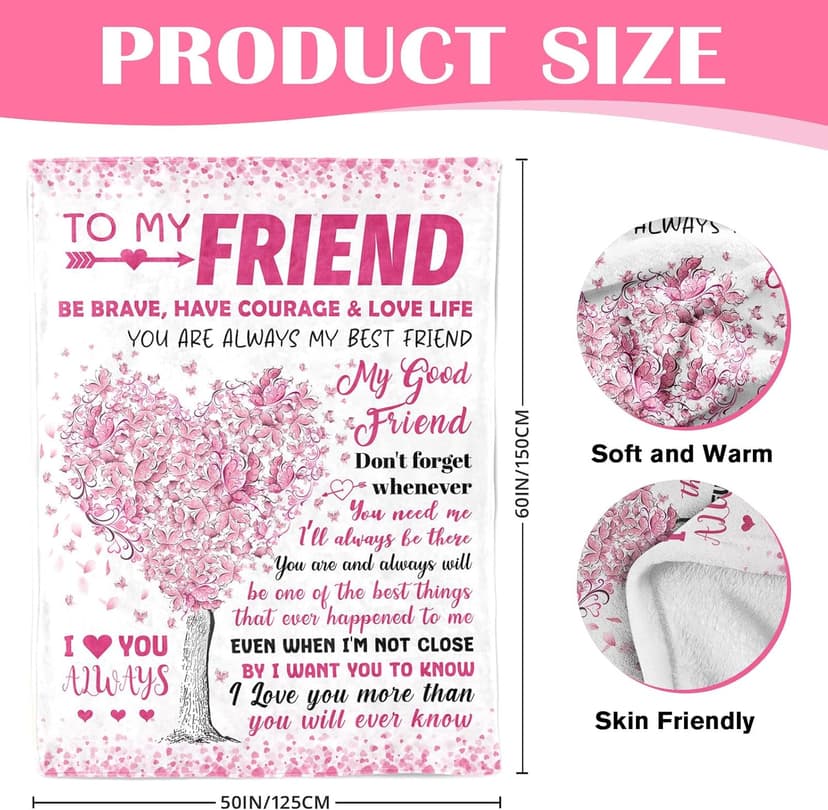 Best Friend Bestie Gifts for Women - Best Friend Birthday Gifts - Friendship Presents for Women - Long Distance BFF Presents - BFF Christmas Mothers Day Valentines Day Blanket 50"X60"