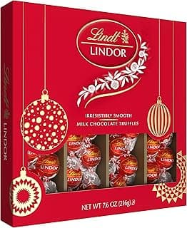 Lindt LINDOR Milk Chocolate Candy Truffles Modern Gift Box, Assorted Chocolate Candy with Smooth, Melting Truffle Center, 7.6 oz.