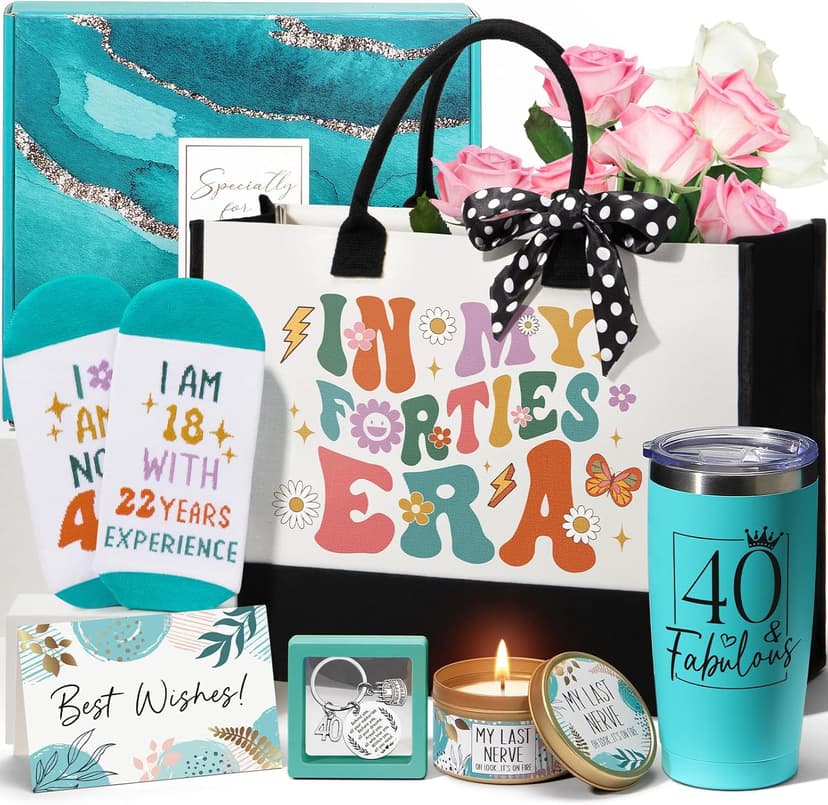 40th Birthday Gifts for Women Her, Funny Turning 40 Year Old Gifts, Best 40 Fabulous 1985 Birthday Gifts Basket Unique Happy 40th Birthday Gifts Ideas for Her Mom Sister Friend Wife Daughter Coworker