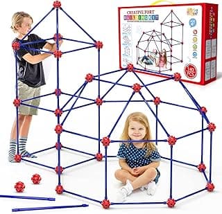 Fort Building Kit for Kids,STEM Construction Toys, Christmas & Birthday Gift for 4 5 6 7 8 9 10 11 12 Years Old Boys and Girls,Ultimate Creative Set for Indoor & Outdoors Activity,140 Pcs,Original