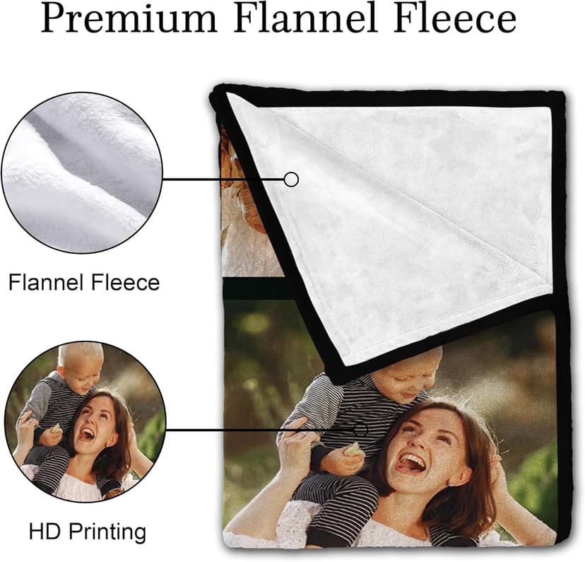 Yofair Ships Next Day, Custom Blanket with Picture Personalized Gifts for Mom Dad Customized Photo Blanket Family Christmas Birthday Gifts for Adult Husband Wife 40" W x 50" L
