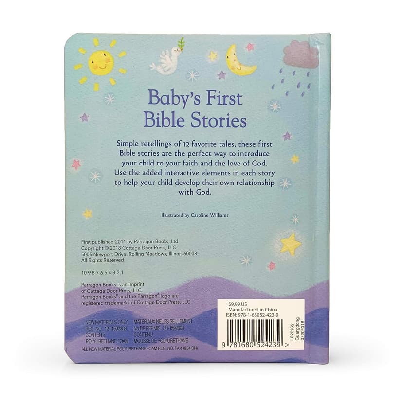 Baby's First Bible Stories Padded Board Book - Gift for Easter, Christmas, Communions, Newborns, Birthdays, Beginner Bible (Little Sunbeams)