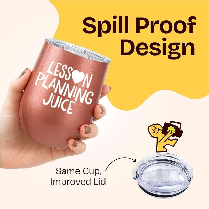 KLUBI Teacher Birthday Gifts for Women - Lesson Planning Juice Wine Tumbler 12oz with Lid and Straw - College Graduation Gifts for Teachers, Student Teacher Congratulations, Cute New Teacher's Gift