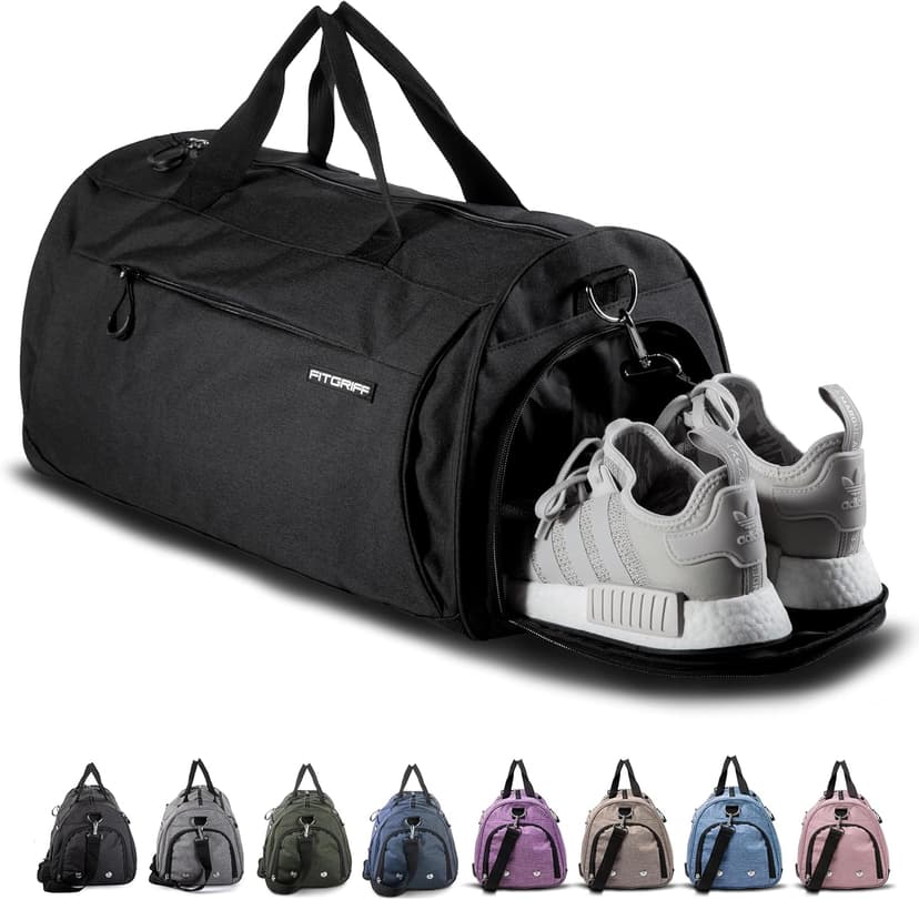 Fitgriff® Gym Bag for Men & Women with Shoe & Wet Compartment - Duffle Bag for Travel, Sports, Fitness & Workout