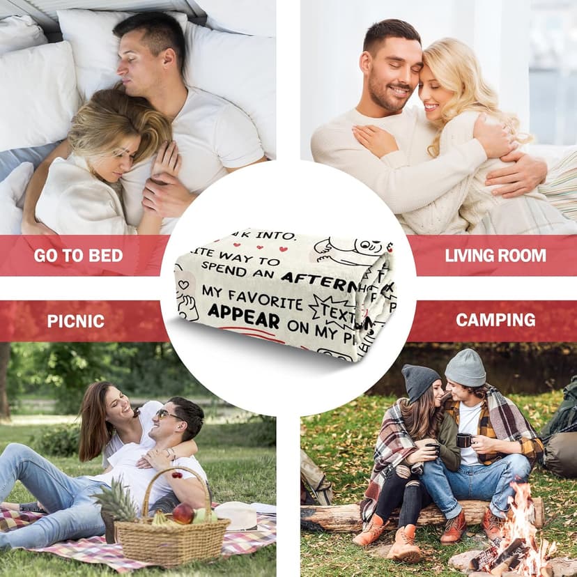 Craftique Birthday Gifts for Girlfriend Boyfriend- I Love You Blanket for Him Her- Romantic Girlfriend Gifts Anniversary, Funny Soft Blanket Gift for Him Her Husband Wife Fiance, 60”×50”