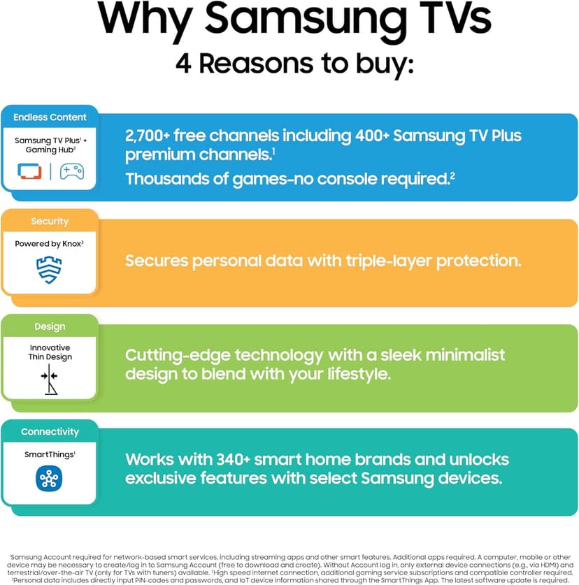 Samsung 50-Inch Class Crystal UHD U8000F 4K Smart TV (2025 Model) Endless Free Content, Crystal Processor 4K, MetalStream Design, Knox Security, Alexa Built-in