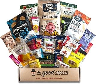 GLUTEN FREE and VEGAN (DAIRY and FIG FREE) Healthy Snacks Care Package (25 Ct): Cookies, Bars, Chips, Fruit, Nuts, Trail Mix, Gift Box Sampler, Office Variety, College Student Care Package, Gift Basket Alternative