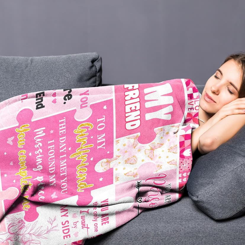 Gifts for Girlfriend from Boyfriend - Valentines Day Girlfriend Gifts for Birthday Mothers Day Christmas - Anniversary Romantic Gift for Her Women - Cute GF Gift Ideas - Soft Flannel Blanket 60"x50"