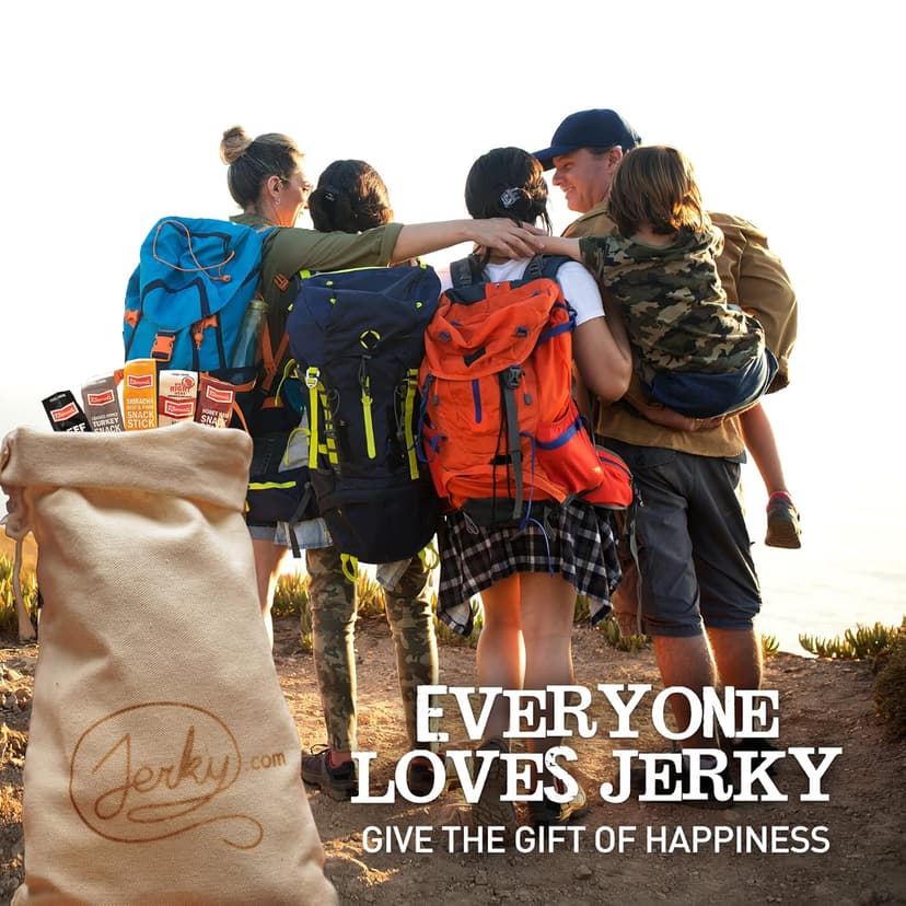 Jerky.com Gift Bag for Men | 26 Piece Meat Sticks Gift Basket with Beef Sticks, Pork, Turkey, Ham & Cheese Sticks | High Protein Snack Variety Pack | Gluten-Free Jerky Gifts for Men | Birthday Gift Basket for Him