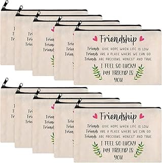 Saintrygo 10 Pieces Friendship Gifts for Women Good Friend Cosmetic Bags Funny Long Distance Friendship Makeup Bags Christmas Gift Travel Toiletry Makeup Zipper Pouch for BFF Soul Sister(Leaf Style)
