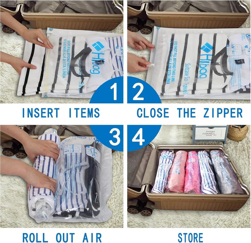 HIBAG Vacuum Storage Bags, 30-Pack Space Saver Vacuum Storage Bags, Vacuum Seal Bags for Clothing, Clothes, Comforters and Blankets (30C)