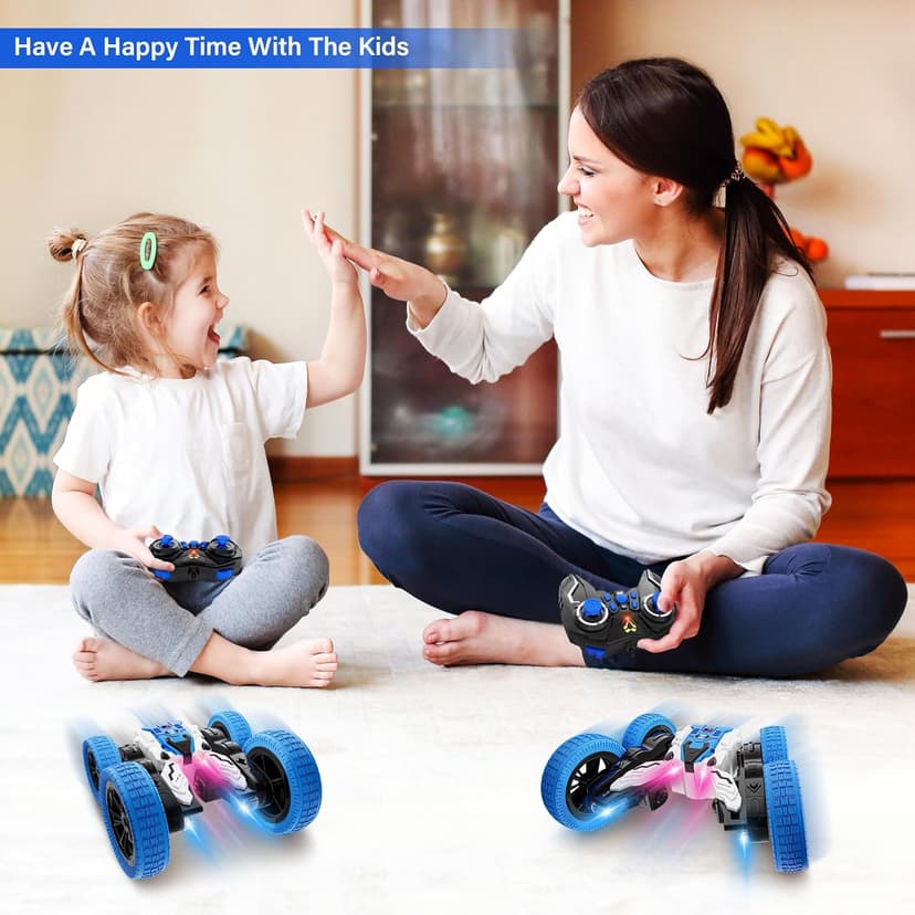 Remote Control Car, Double Sided RC Car, 4WD Off-Road Stunt Car with 360° Flips, 2.4Ghz Indoor Outdoor All Terrain Rechargeable Electric Toy Cars Gifts for Boys Kids 3 4 5 6 7 8 9 10 11 12 Year Old