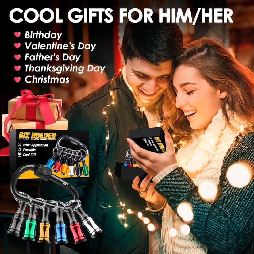 Bit Holder Stocking Stuffers for Men Gifts for Christmas Gifts for Men Who Have Everything Tools for Men Magnetic Drill Bit Holder Keychain Cool Gadgets White Elephant Gifts for Adults Dad Husband Him