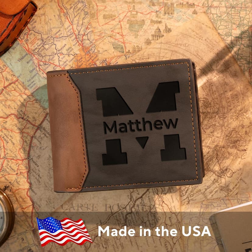 GIFTS TO ENGRAVE Personalized Gifts for Men – Custom Wallets for Men with Name Engraving | Personalized Wallet for Men – Great Fathers Day Wallet Gift for Husband, Dad, or Boyfriend