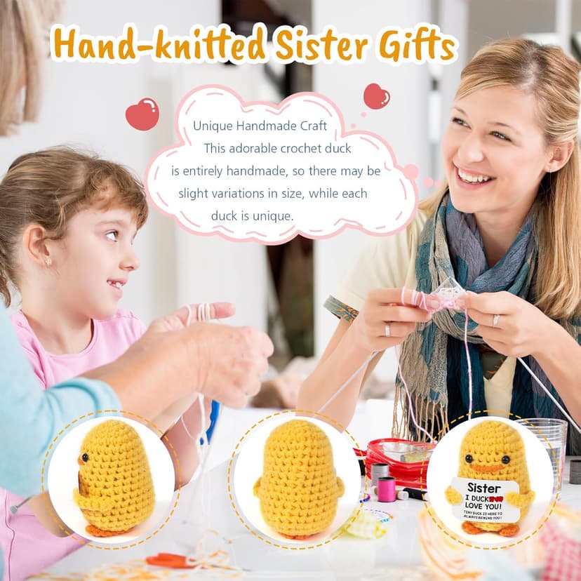 MBL Sister Gifts for Birthday Mothers Day - Handmade Funny Cute Small Duck Present for Sisters Sis Big Little Sister Graduation Christmas Stocking Stuffers