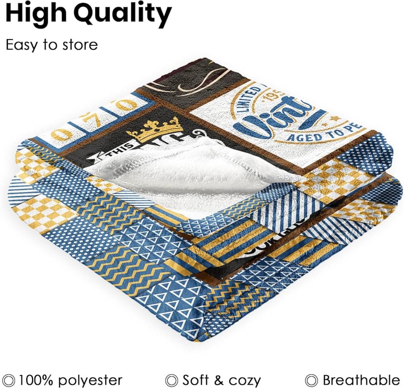 70th Blanket 60 x 50 inch, 70th Birthday Gifts for Men, Best Gifts for 70 Year Old Man, 70 Year Old Birthday Gifts for Men, 1955 Birthday Gifts for Dad, Mens 70 th Birthday Gift Ideas