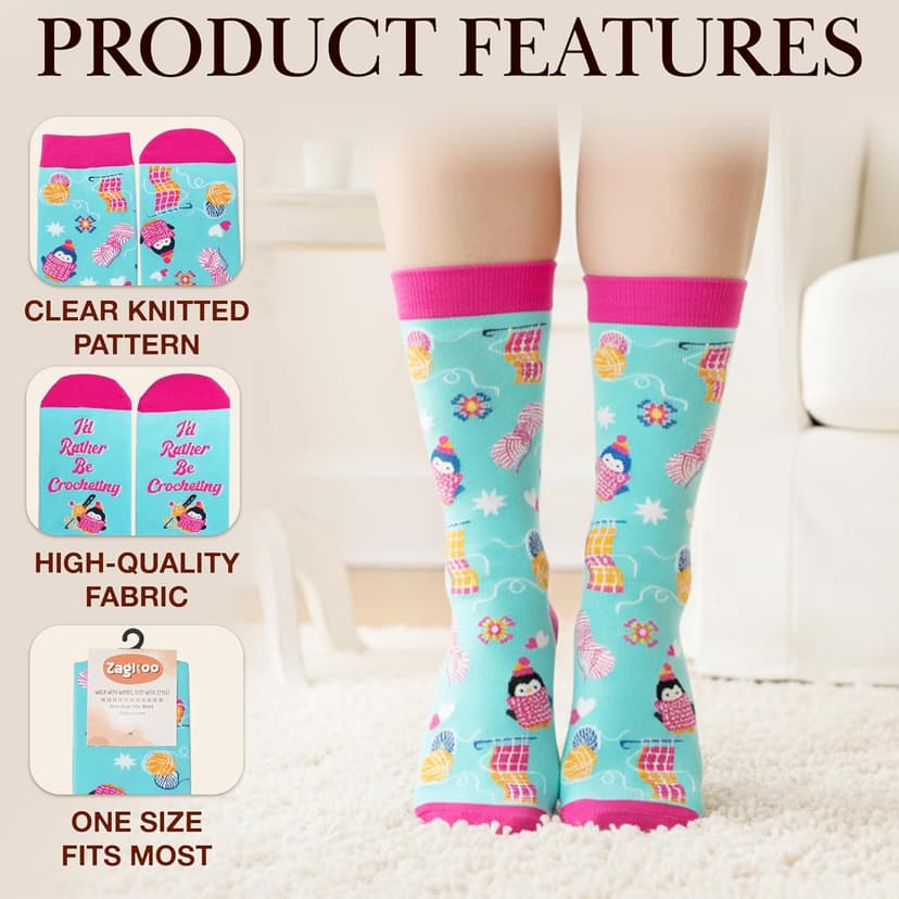 ZAGKOO Funny Hobby Socks for Women, Girls - Anime, Acting, Kpop Music, Movies, Gymnastics, Crocheting, Cheer Christmas Socks