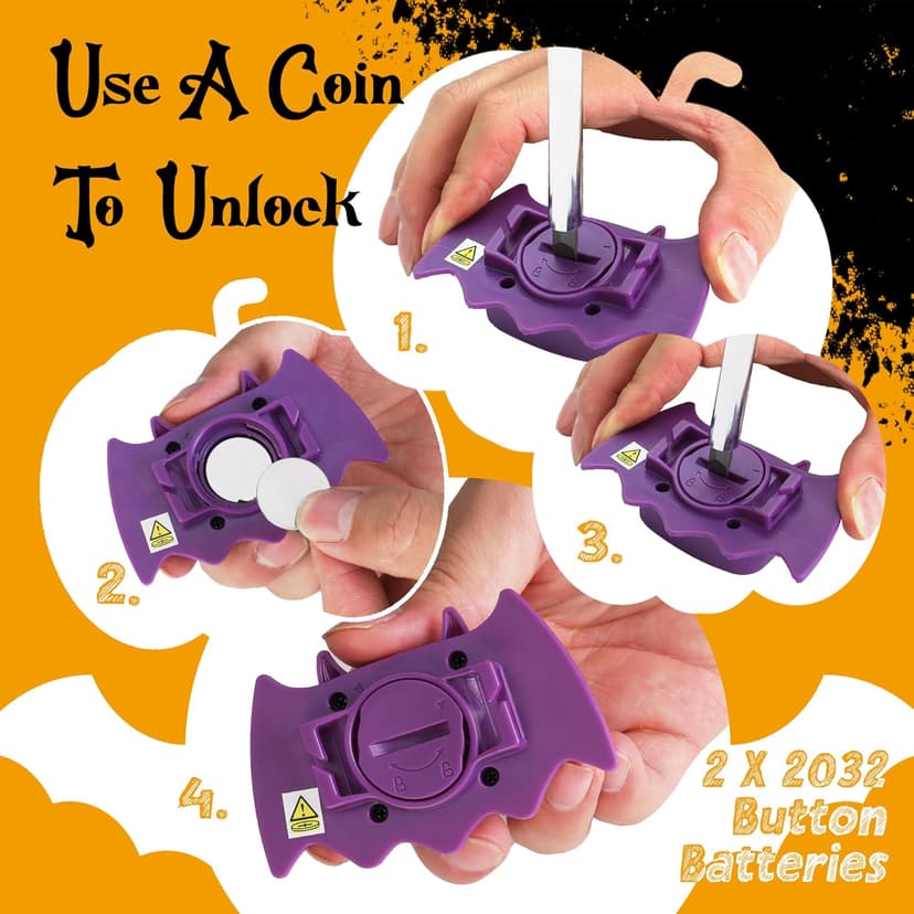 EverBrite Halloween Bat Headlamps Halloween Gifts,3 Modes Head Lamps with Warm/Red/Strobe Lights, Headlights for Halloween Party and Decorations 2 Pack