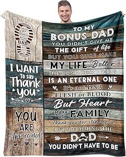 Bonus Dad Gifts - Step Dad Birthday Gifts from Daughter, Son - Stepdad Birthday Gifts - Stepped Up Dads Gift - Bonus Dads Throw Blanket 60" x 50"