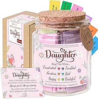 Bible Verse Jar for Daughter – 92 Encouraging Scriptures by Emotion, Christian Gift from Mom or Dad, Inspirational Jar for Teen Girls & Adult Daughter
