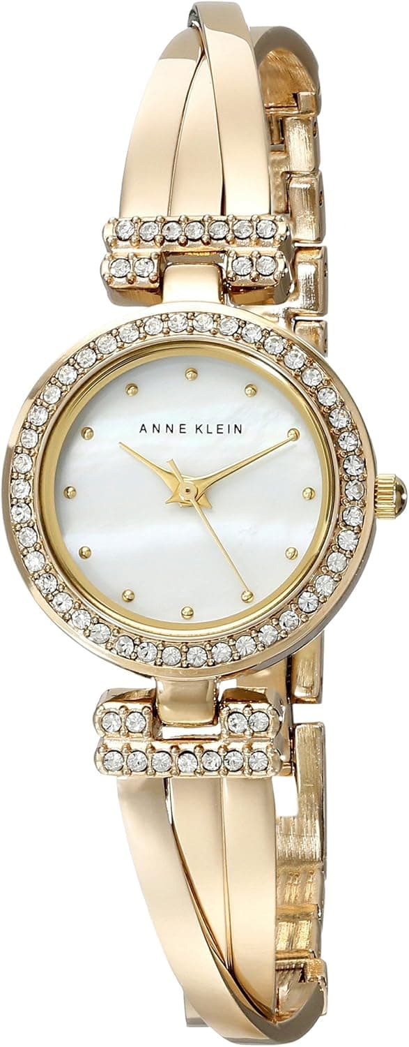 Anne Klein Women's Premium Crystal Accented Bangle Watch and Bracelet Set