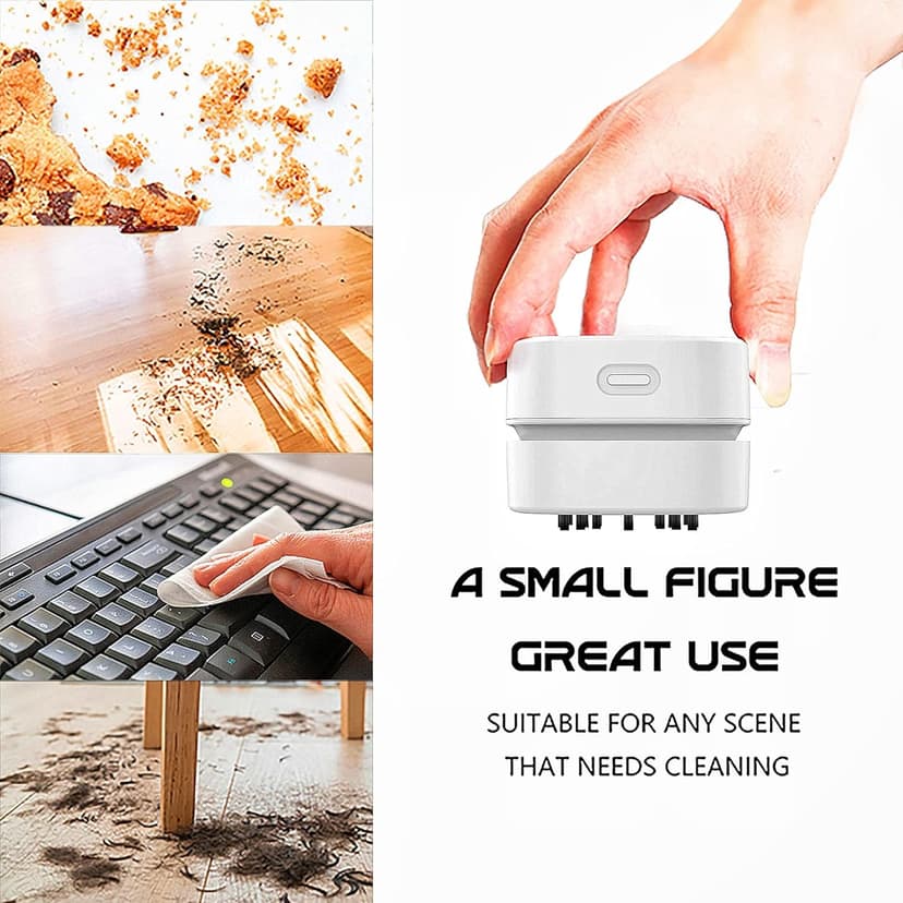 TRZLIFE Desk Vacuum Cleaner, Rechargeable and Durable Mini Desktop Vacuum with Bonus Accessories Desk Cleaner Sucks Tiny Items and Crumbs from Desktop Drawer Countertop Ideal as a White Elephant Gift