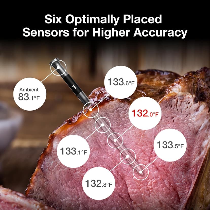 ThermoMaven Smart Bluetooth Wireless Meat Thermometer: Standalone Base, WiFi Unlimited Range, 6 Sensors with NIST Certified Accuracy, 2 Probes for Kitchen, BBQ, Grill, Oven, Smoker, Rotisserie