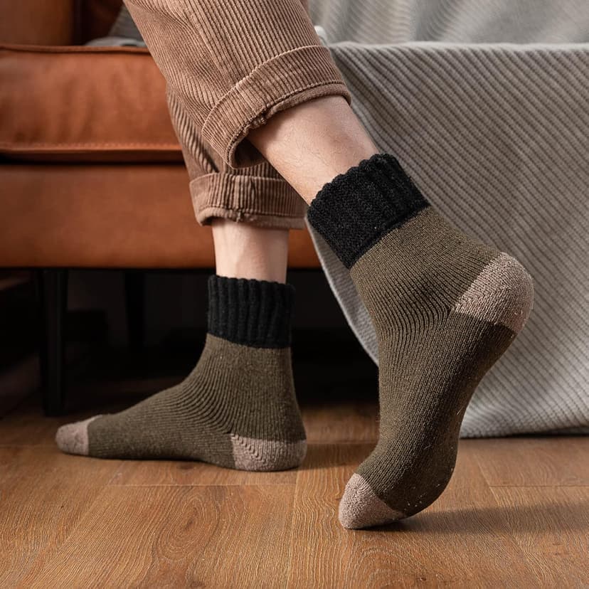 YZKKE 3Pack Mens Super Thick Wool Warm Socks - Soft Comfort Casual Crew Winter Socks