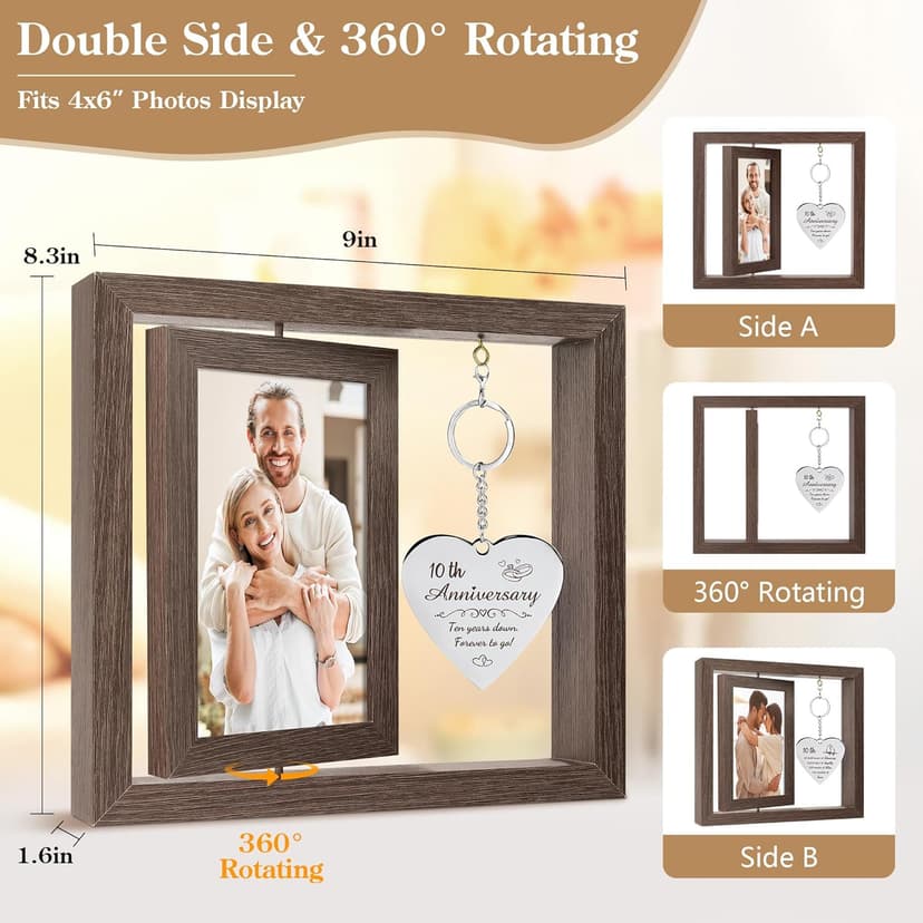 10 Year Anniversary Picture Frame Gifts for Couple 10 Year Anniversary Decorations Gifts for Wife 10 Year Gift Anniversary Customized Photo Frame Happy 10th Aniversario Decorations Gift for Him